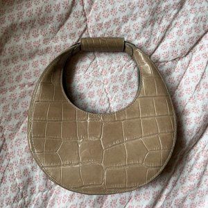 Staud Mini Moon Bag in Grey Croc
